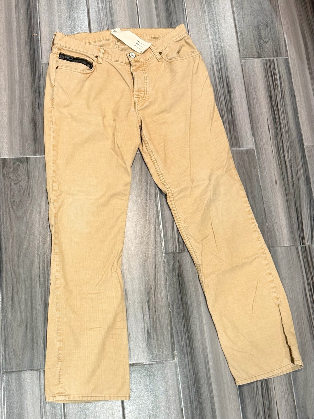 Ever Vintage Y2K Men’s Straight Chinos in Khaki Tan with Zip Pocket